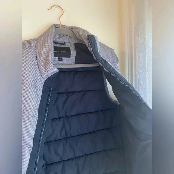 Banana Republic Puffer Vest Quilted Jacket Checkered Houndstooth Pattern Size S - Picture 6 of 7